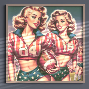 Poster Vintage Football Girls