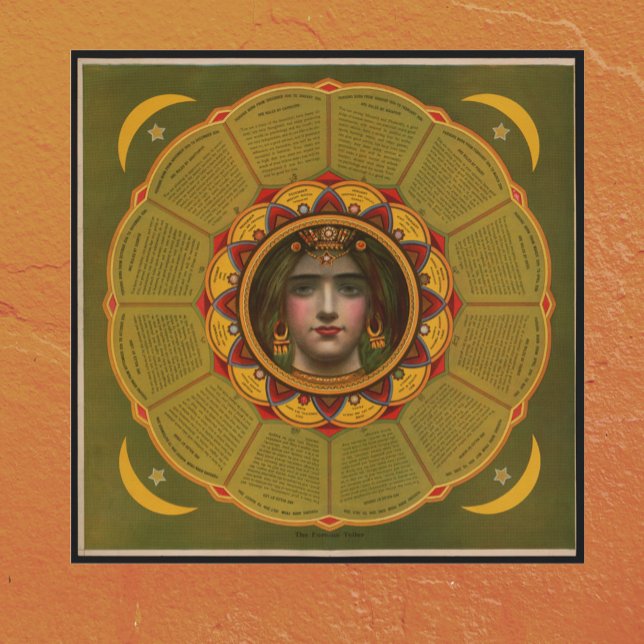 Poster Vintage Fortune Teller com Sinais de Astrologia Zo (Criador carregado)