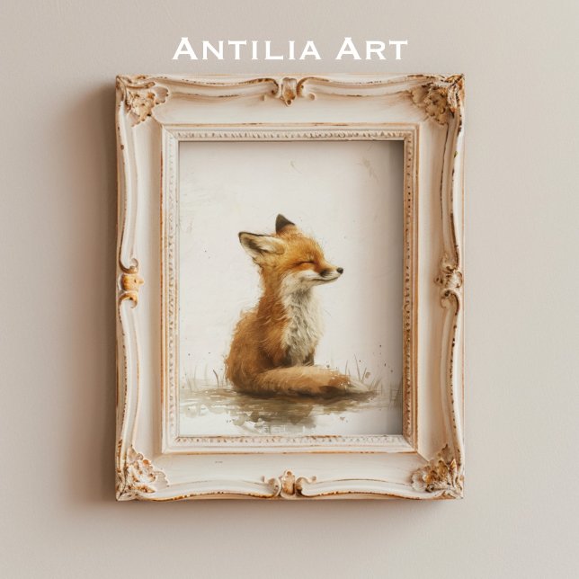 Poster Vintage Fox Painting Woodland Animal (Criador carregado)