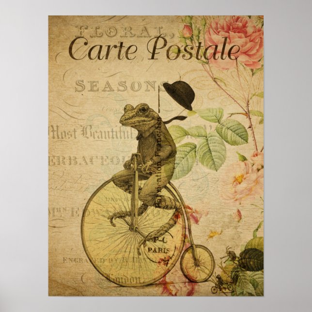 Poster Vintage França Cartão-Postal Sapo Circular Bicicle (Frente)