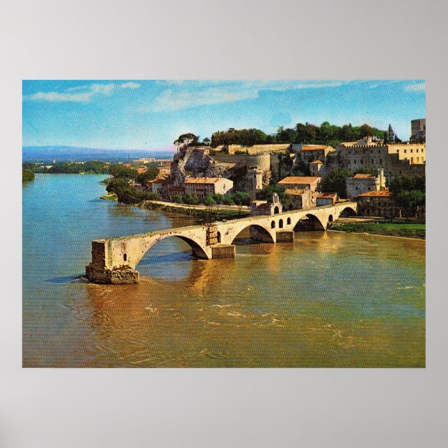 Poster Vintage France, Avignon; ponte quebrada (Frente)
