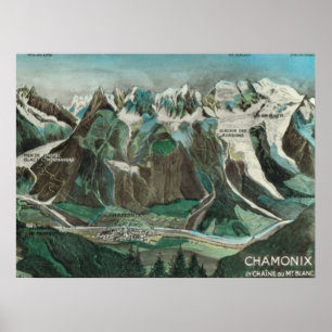 Pôster Vintage France, Chamonix Mont Blanc, parte