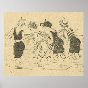Pôster Vintage France da réplica, divertimento na praia