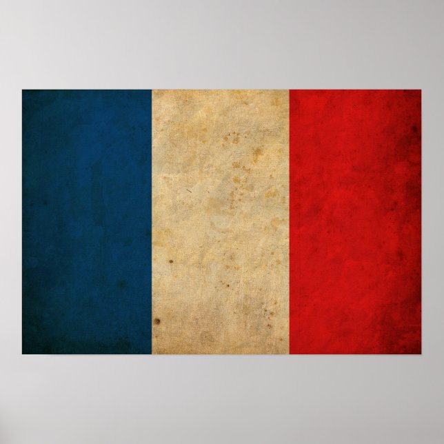 Pôster Vintage France Flag (Frente)