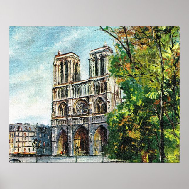 Pôster VIntage France, Paris, Notre Dame (Frente)