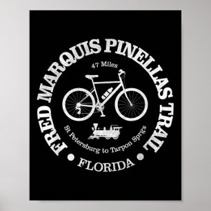 Poster Vintage Fred Marquis Pinellas Trail Cycling Florid