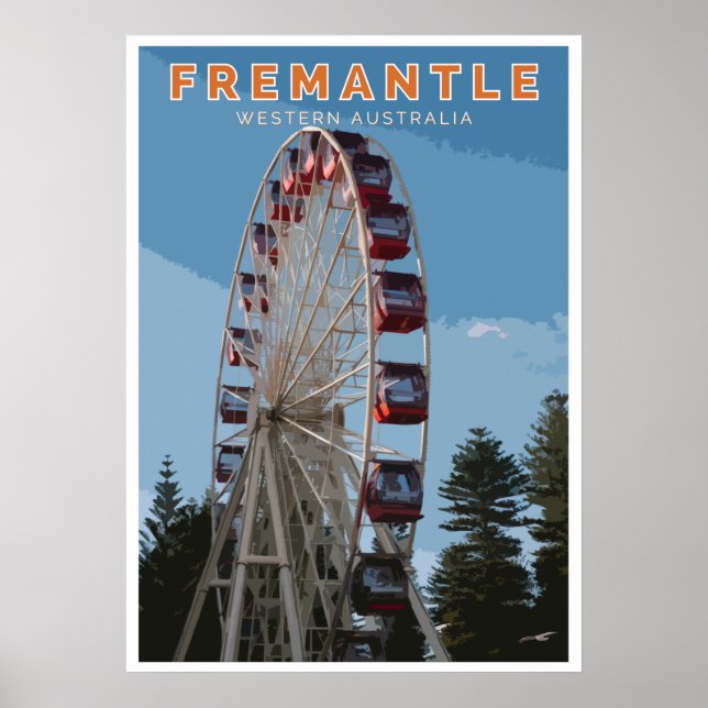 Poster vintage - Fremantle, Austrália Ocidental (Frente)