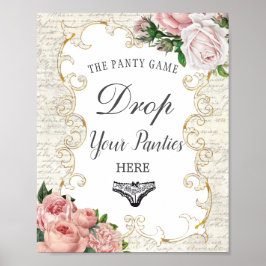 Poster Vintage French Pink Roses Droge Panty Chá Game