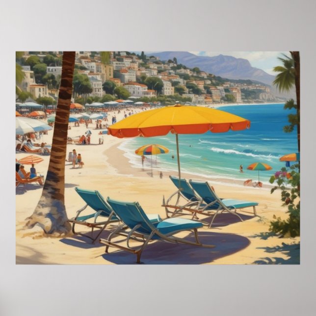 Poster Vintage French Riviera Beach (Frente)