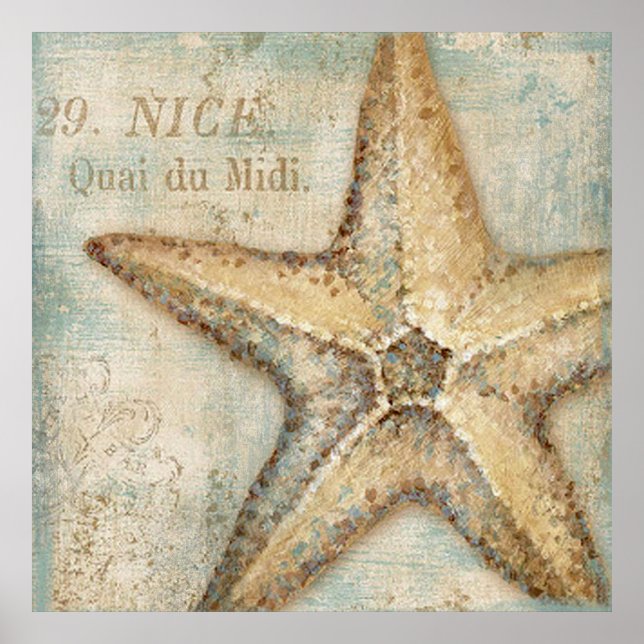 Pôster Vintage French Starfish Art (Frente)