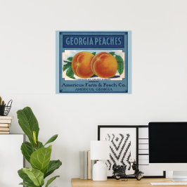 Pôster Vintage Fruta Crate Label Art, Georgia Peaches
