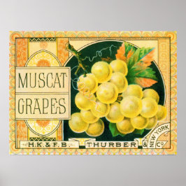 Poster Vintage Fruta Crate Label Art, Muscat Graphics