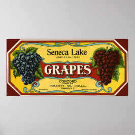 Pôster Vintage Fruta Crate Label Art, Seneca Lake Graphic