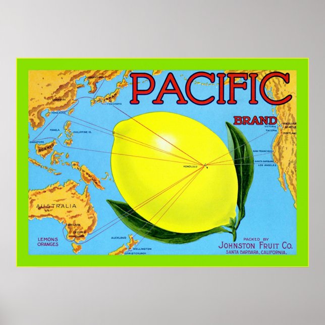 Pôster Vintage Fruta Crate Lable (Frente)