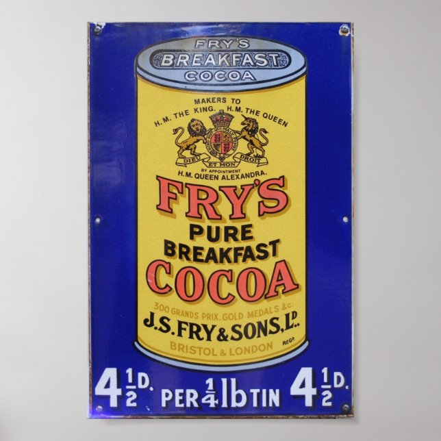 Pôster Vintage Fry's Pure Breakfast Cocoa Advertisement (Frente)