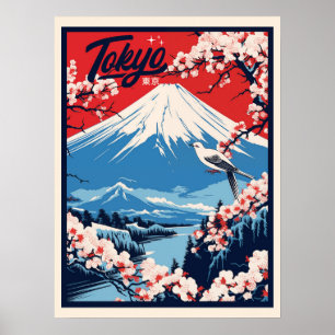 Poster Vintage Fuji, Viagem do Japão