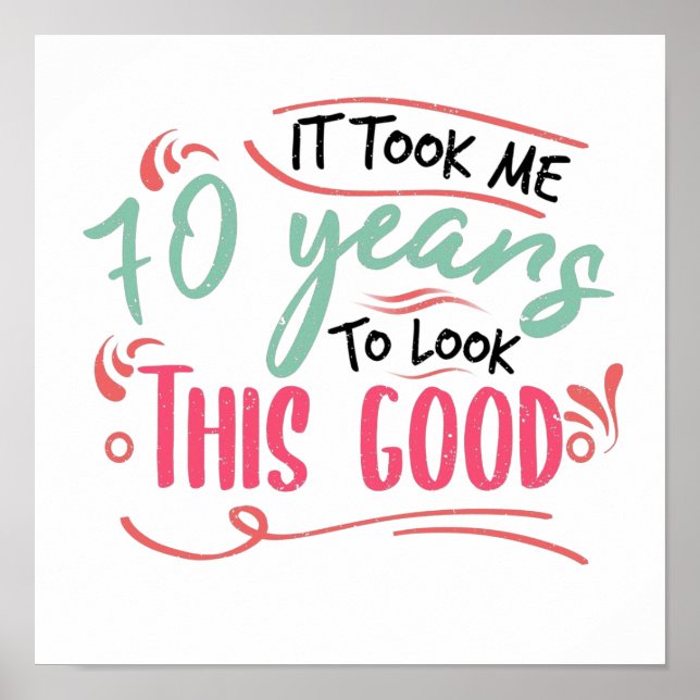 Poster vintage Funny, 70 anos dizendo citação (Frente)