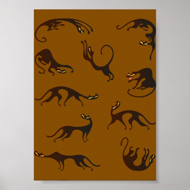 Poster Vintage Funny Black Brown Kitten Cat (Frente)