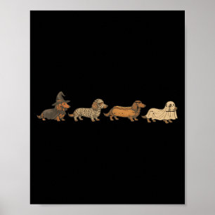Poster Vintage Funny Dachshund Ghost Halloween Costume Do