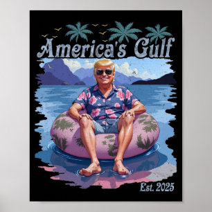 Poster Vintage Funny Trump Mostra o Golfo da América Trum