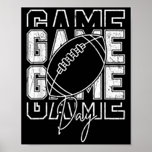 Poster Vintage Game Day Futebol Funny Gameday Team Esport