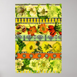 Poster Vintage Garden Yellow Floral Botanical