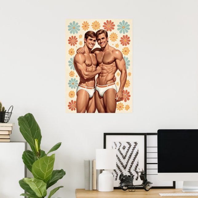 Poster Vintage Gay Flower Power (Escritório em casa)