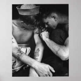 Poster Vintage gay interest caçadores com tatuagens