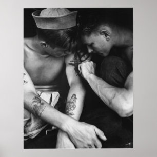 Poster Vintage gay interest caçadores com tatuagens