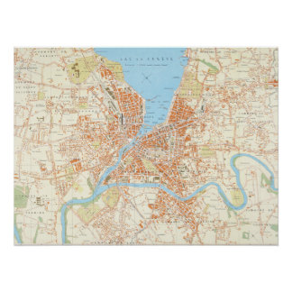 Pôster Vintage Geneva Map Print – Historic City