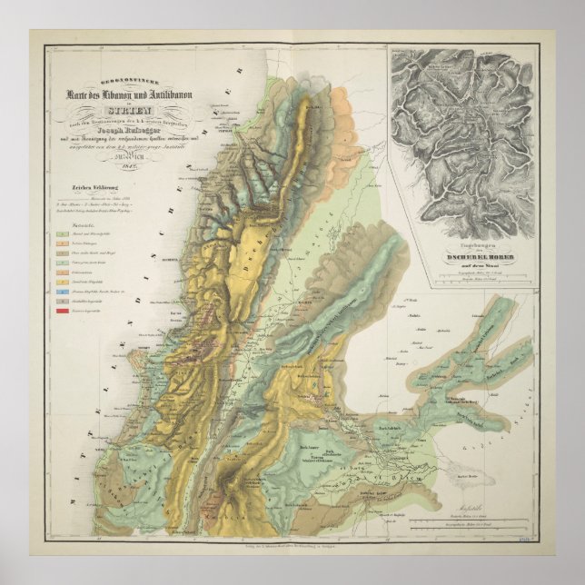 Poster Vintage Geological Map of Lebanon (1842) (Frente)