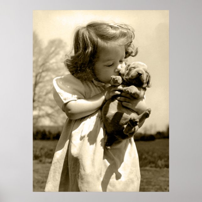 Poster Vintage Girl Beija Puppy (Frente)