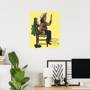 Pôster Vintage Girl Cowgirl parece Espelhada Ela é tão Vã