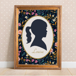 Pôster Vintage Girl Silhouette Floral Cottagecore