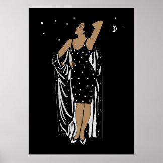 Poster Vintage Glamage Girl Black White Sem Frame