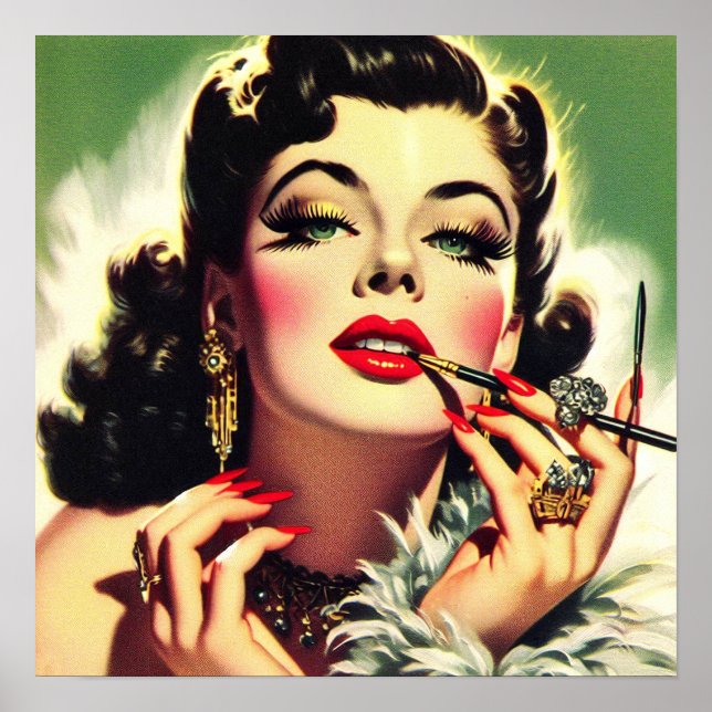 Poster Vintage Glamor Girl dos anos 50 (Frente)