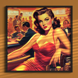 Poster Vintage Glamor Girl Red Vress
