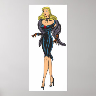 Poster Vintage Glamor Girl Retro Blonup