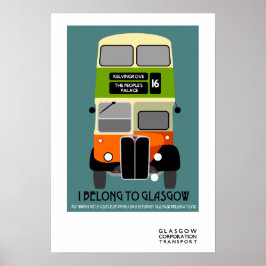 Poster Vintage Glasgow Double Decker bus Pop Art