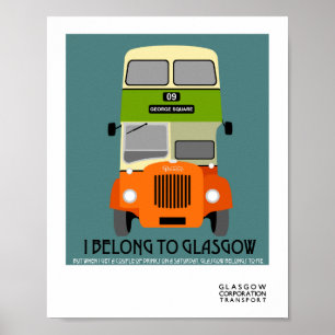Poster Vintage Glasgow Pop art de ônibus Decker duplo