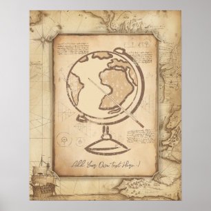 Poster Vintage Globe. Presente do professor de Geografia