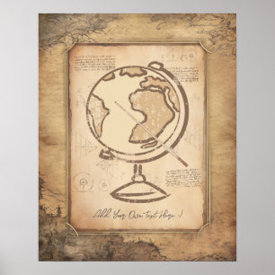 Poster Vintage Globe. Presente do professor de Geografia