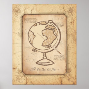 Poster Vintage Globe. Presente do professor de Geografia