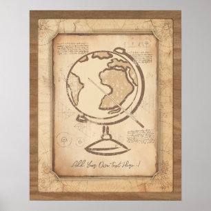 Poster Vintage Globe. Presente do professor de Geografia