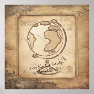 Poster Vintage Globe. Presente do professor de Geografia