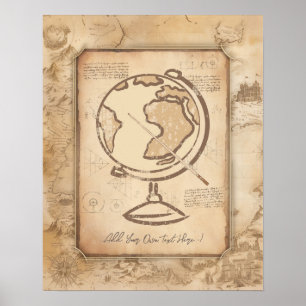 Poster Vintage Globe. Presente do professor de Geografia 