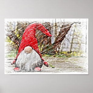 Poster Vintage Gnome Papai Noel
