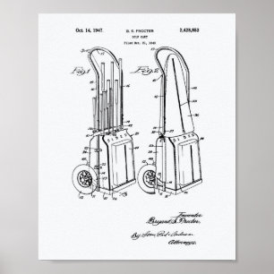 Poster Vintage Golf Cart 1943 Patent Art - Livro Branco