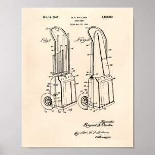 Pôster Vintage Golf Cart 1943 Patent Art - Old Peper