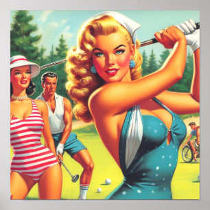 Poster Vintage Golf Pin-up